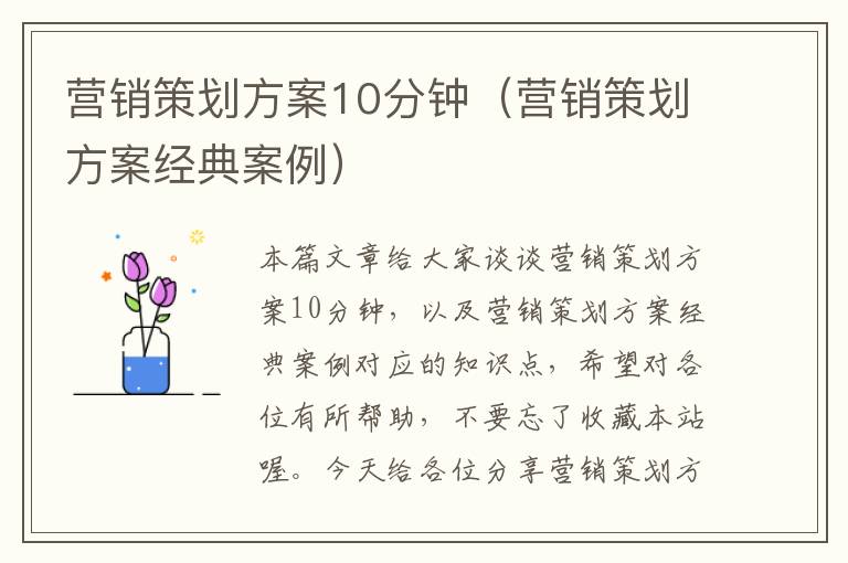 营销策划方案10分钟（营销策划方案经典案例）