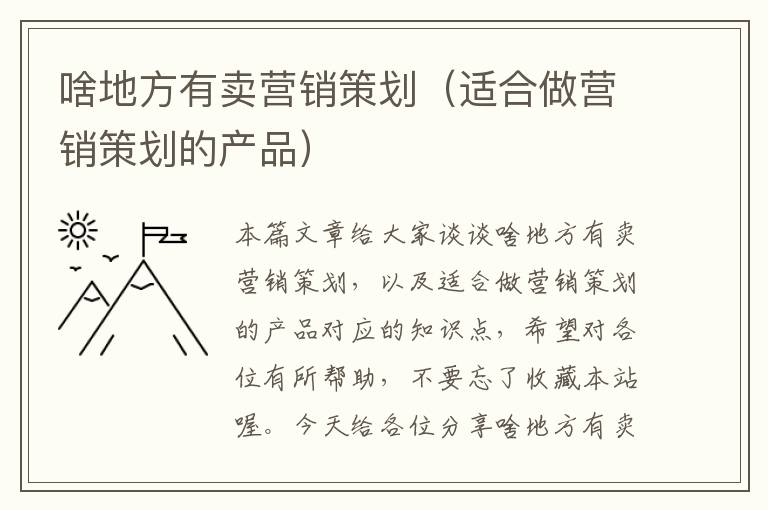 啥地方有卖营销策划（适合做营销策划的产品）