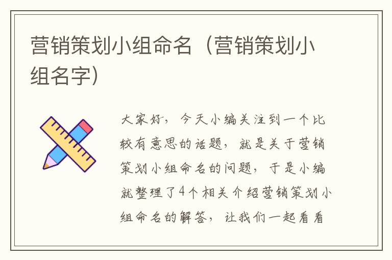 营销策划小组命名（营销策划小组名字）