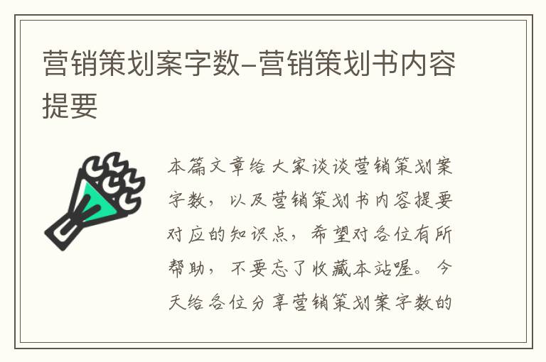 营销策划案字数-营销策划书内容提要