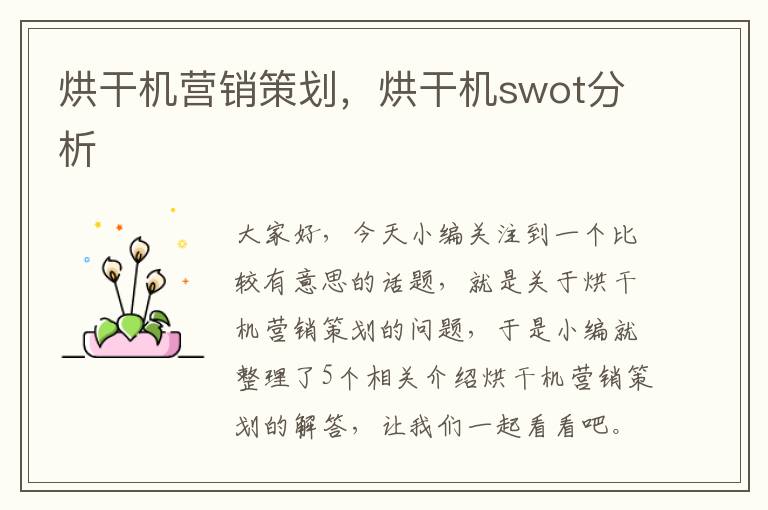 烘干机营销策划，烘干机swot分析