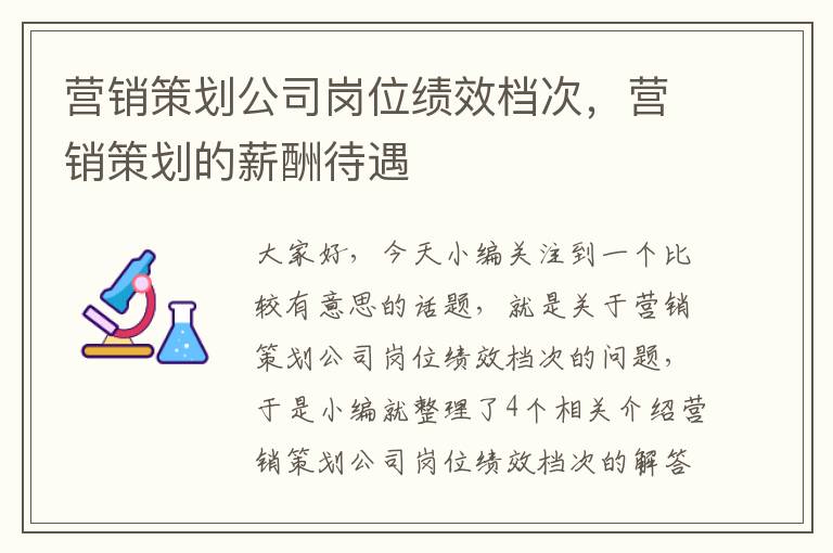 营销策划公司岗位绩效档次，营销策划的薪酬待遇