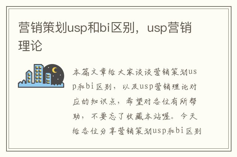 营销策划usp和bi区别，usp营销理论