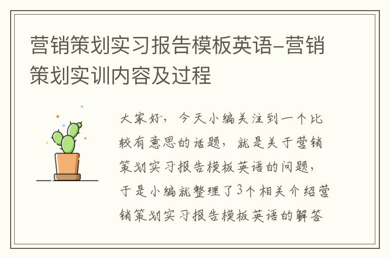 营销策划实习报告模板英语-营销策划实训内容及过程