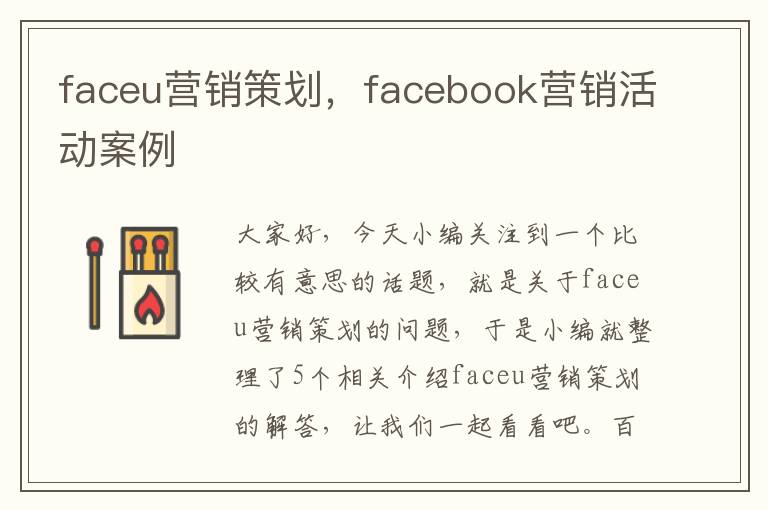 faceu营销策划，facebook营销活动案例