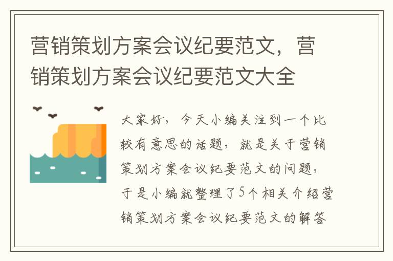 营销策划方案会议纪要范文，营销策划方案会议纪要范文大全