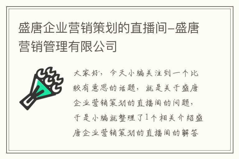 盛唐企业营销策划的直播间-盛唐营销管理有限公司