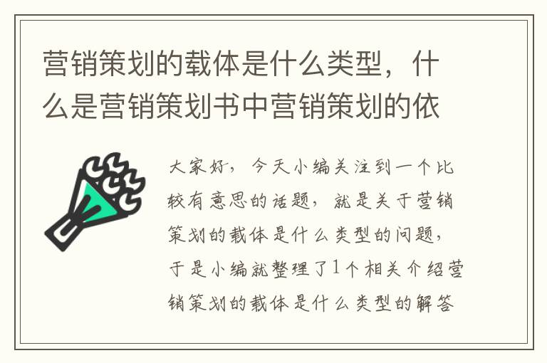 营销策划的载体是什么类型，什么是营销策划书中营销策划的依据与基础