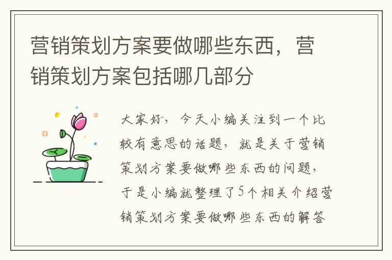 营销策划方案要做哪些东西，营销策划方案包括哪几部分