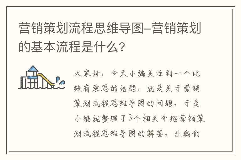 营销策划流程思维导图-营销策划的基本流程是什么?