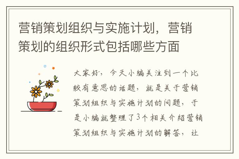 营销策划组织与实施计划，营销策划的组织形式包括哪些方面