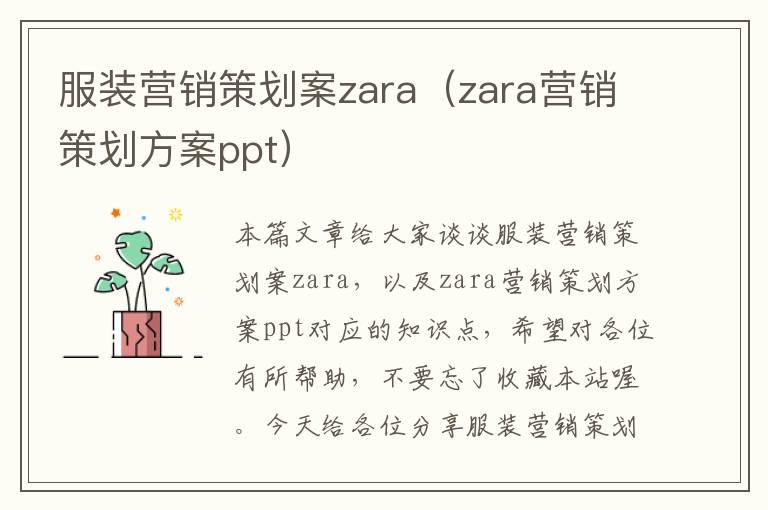 服装营销策划案zara（zara营销策划方案ppt）