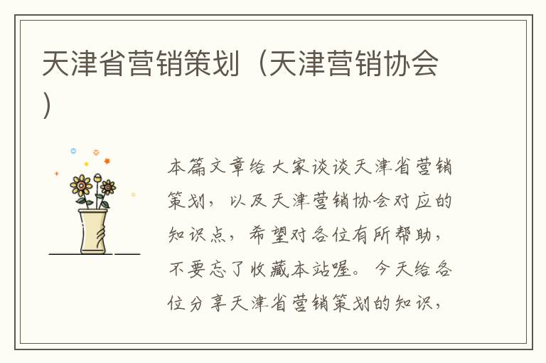 天津省营销策划（天津营销协会）