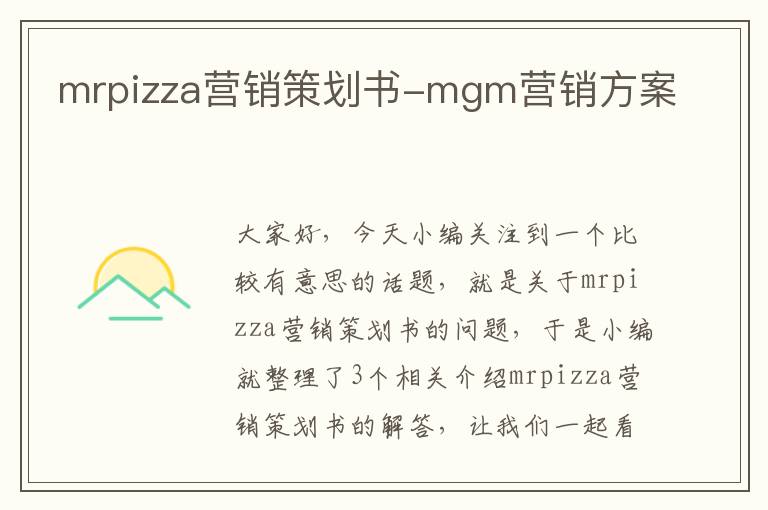 mrpizza营销策划书-mgm营销方案