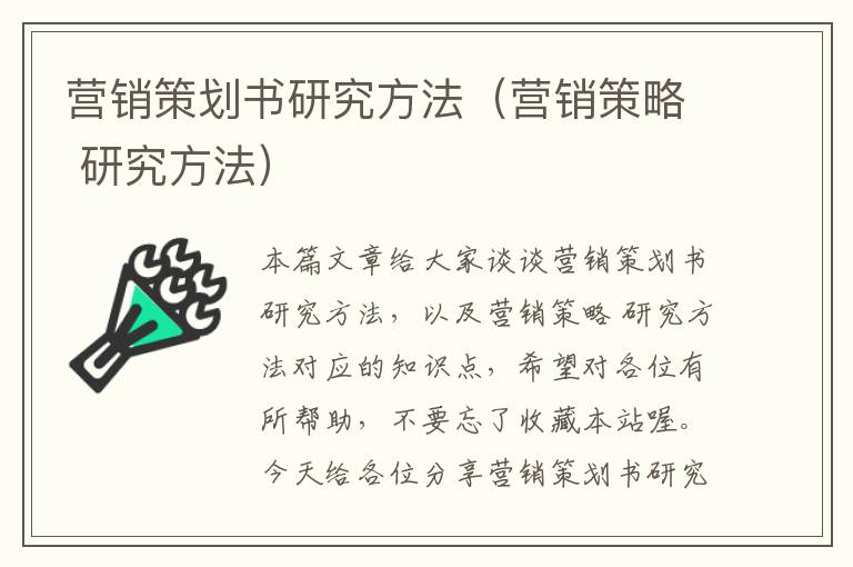 营销策划书研究方法（营销策略 研究方法）