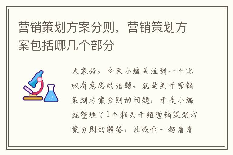 营销策划方案分则，营销策划方案包括哪几个部分