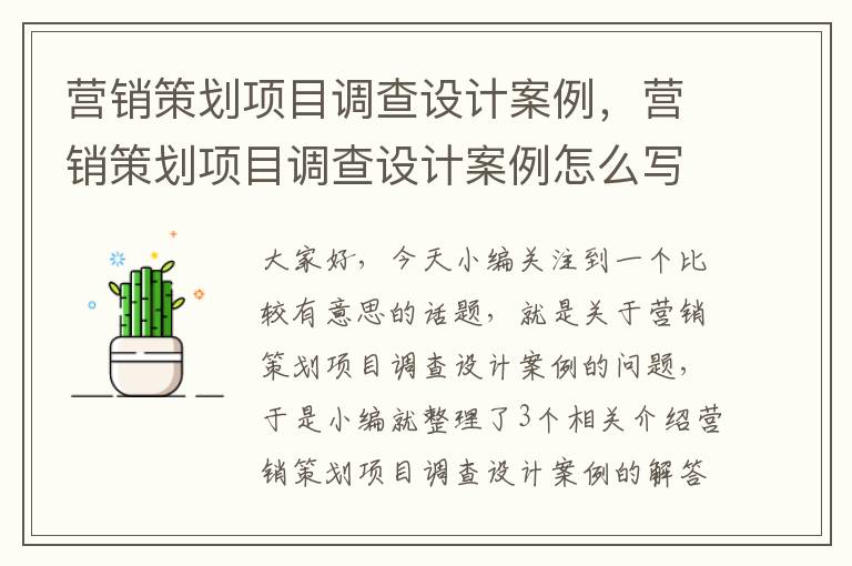 营销策划项目调查设计案例，营销策划项目调查设计案例怎么写