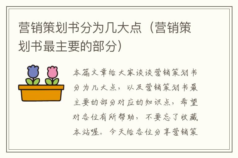 营销策划书分为几大点（营销策划书最主要的部分）