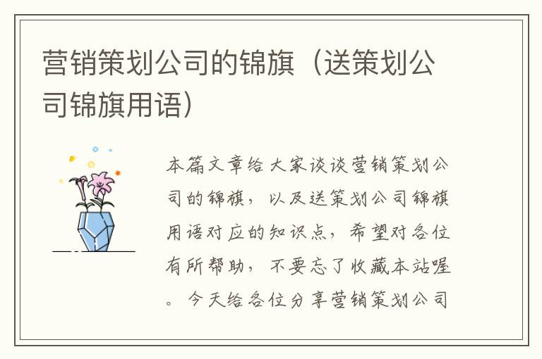 营销策划公司的锦旗（送策划公司锦旗用语）