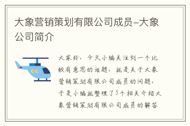 大象营销策划有限公司成员-大象公司简介