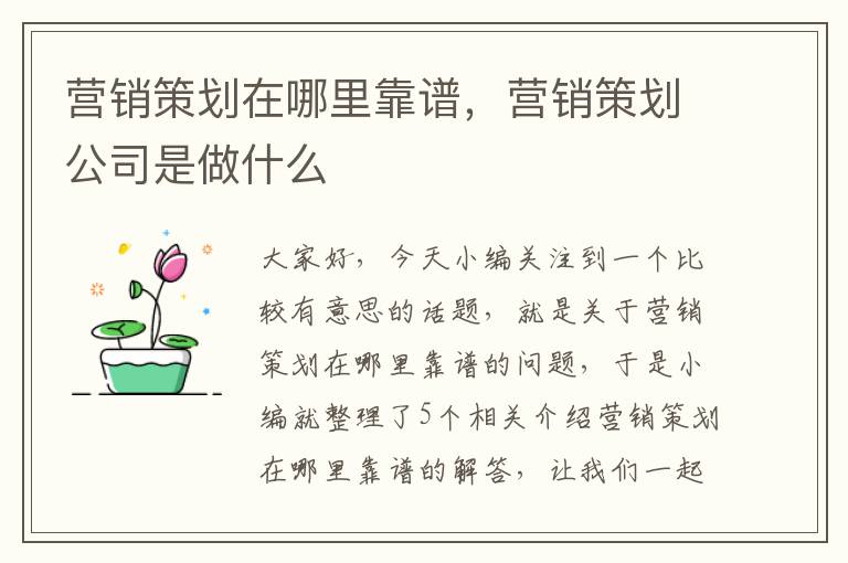 营销策划在哪里靠谱，营销策划公司是做什么