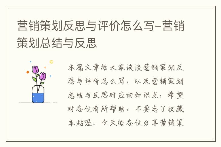 营销策划反思与评价怎么写-营销策划总结与反思