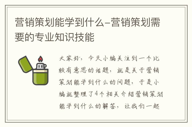 营销策划能学到什么-营销策划需要的专业知识技能