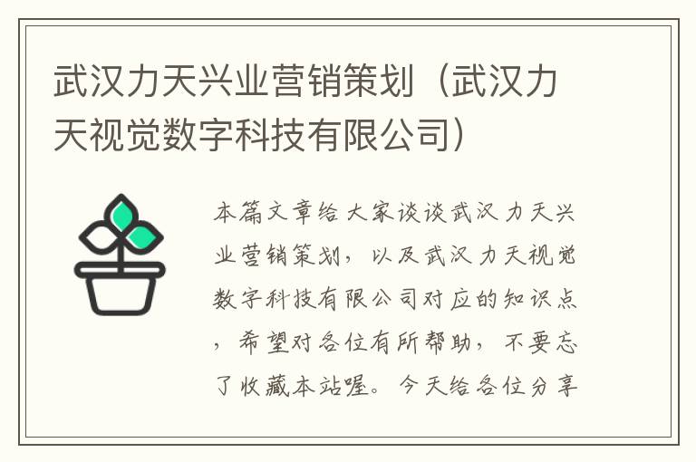 武汉力天兴业营销策划（武汉力天视觉数字科技有限公司）