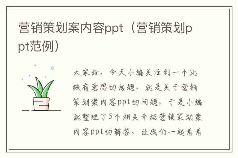 营销策划案内容ppt（营销策划ppt范例）