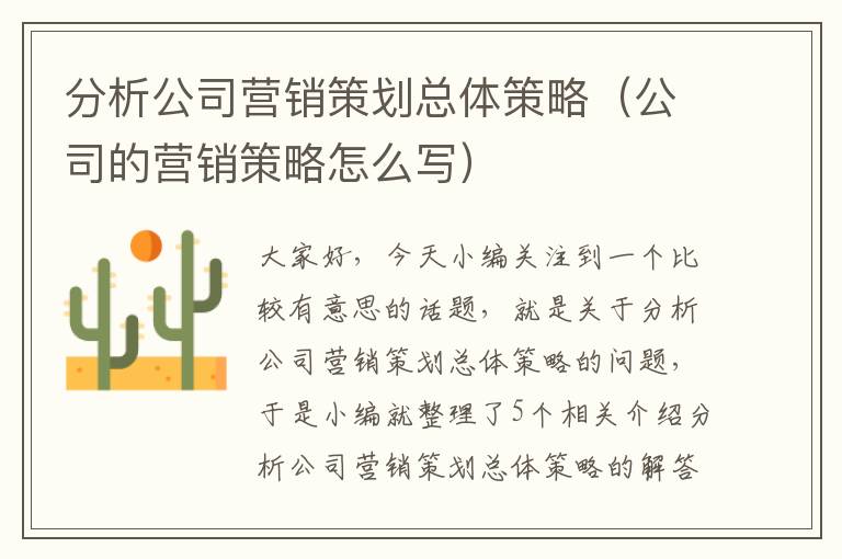 分析公司营销策划总体策略（公司的营销策略怎么写）