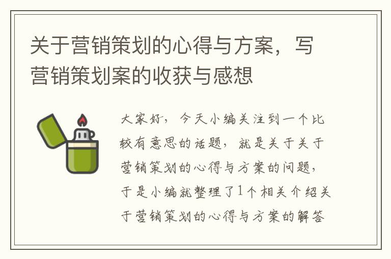 关于营销策划的心得与方案，写营销策划案的收获与感想