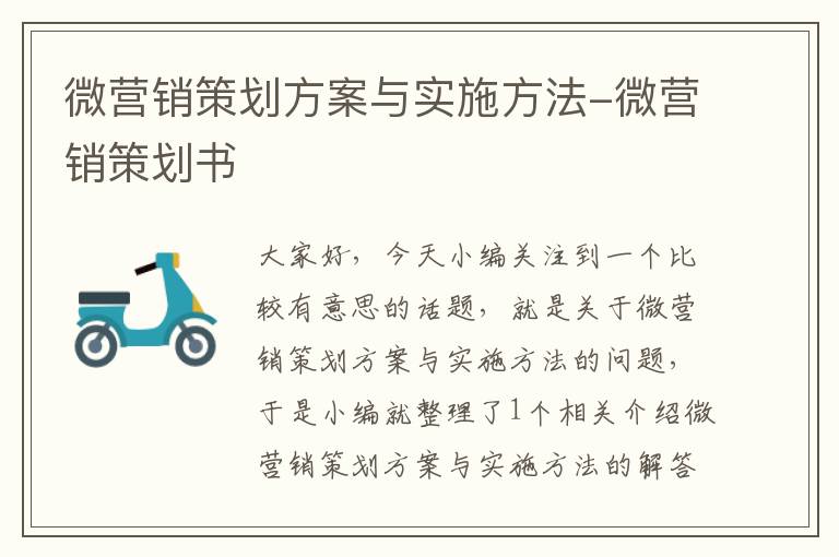 微营销策划方案与实施方法-微营销策划书