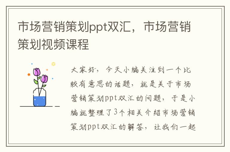 市场营销策划ppt双汇，市场营销策划视频课程