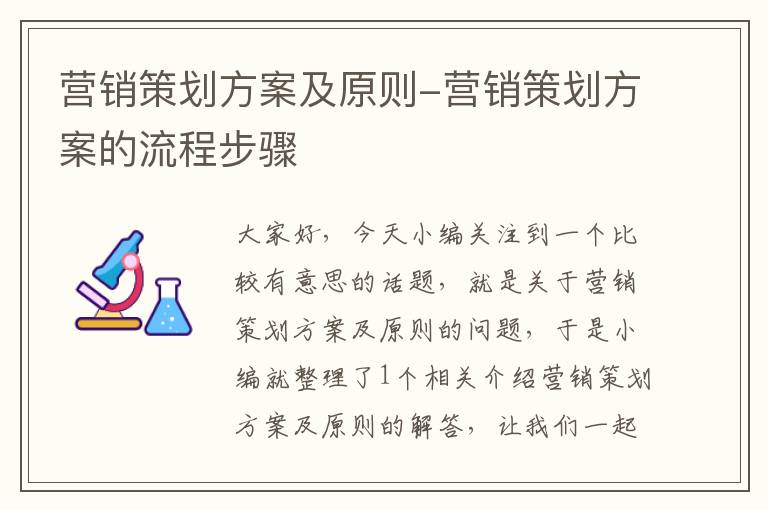 营销策划方案及原则-营销策划方案的流程步骤