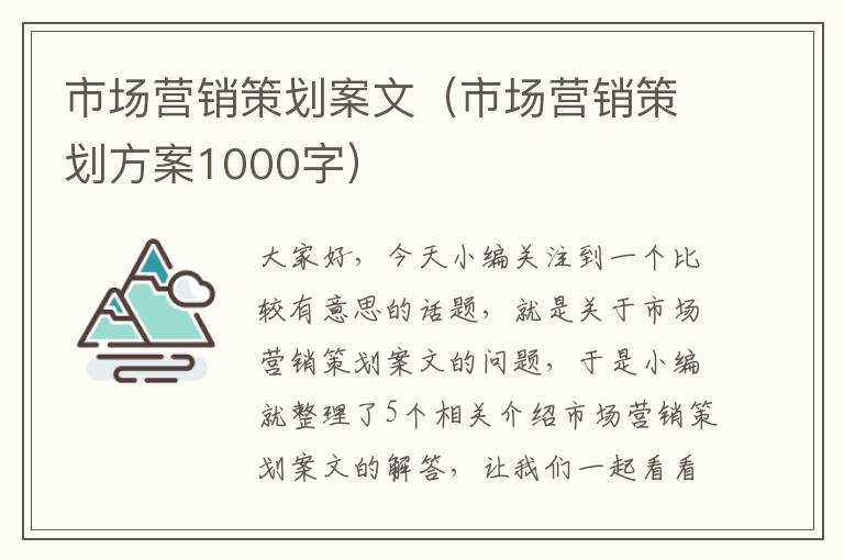 市场营销策划案文（市场营销策划方案1000字）