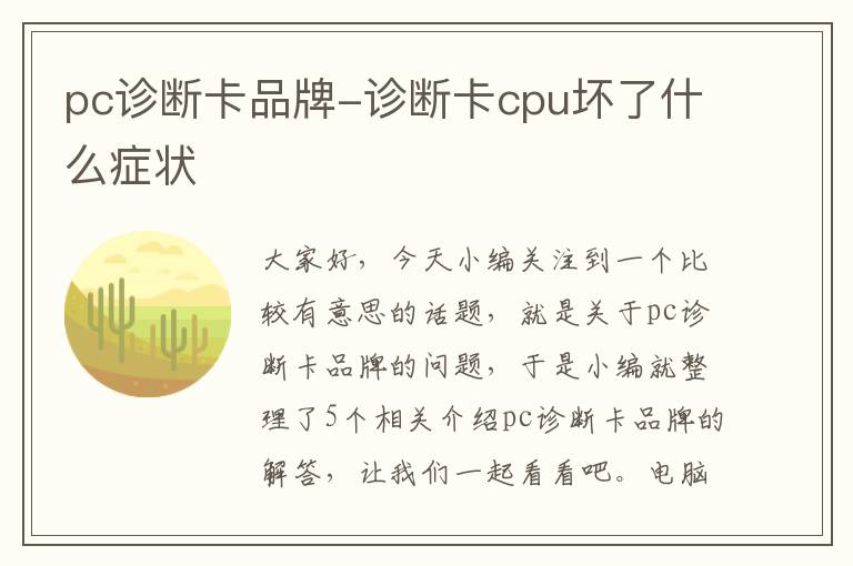 pc诊断卡品牌-诊断卡cpu坏了什么症状