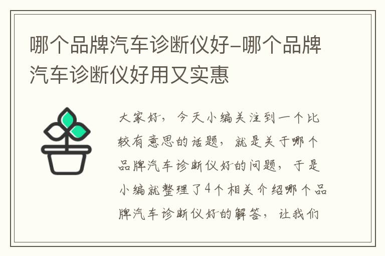 哪个品牌汽车诊断仪好-哪个品牌汽车诊断仪好用又实惠