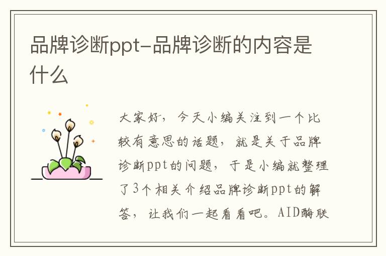 品牌诊断ppt-品牌诊断的内容是什么