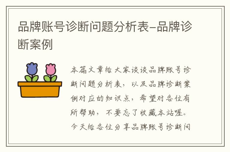 品牌账号诊断问题分析表-品牌诊断案例