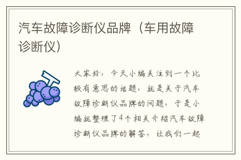 汽车故障诊断仪品牌（车用故障诊断仪）