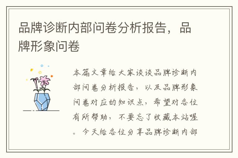 品牌诊断内部问卷分析报告，品牌形象问卷