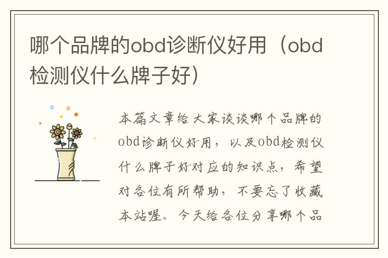 哪个品牌的obd诊断仪好用（obd检测仪什么牌子好）