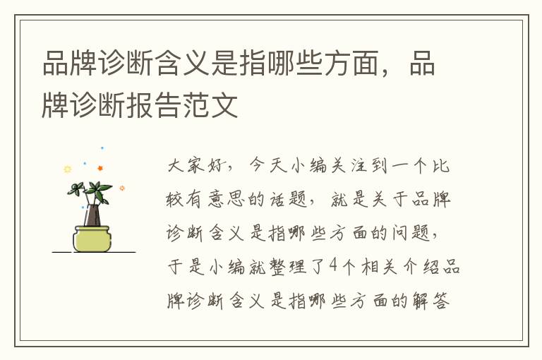 品牌诊断含义是指哪些方面，品牌诊断报告范文