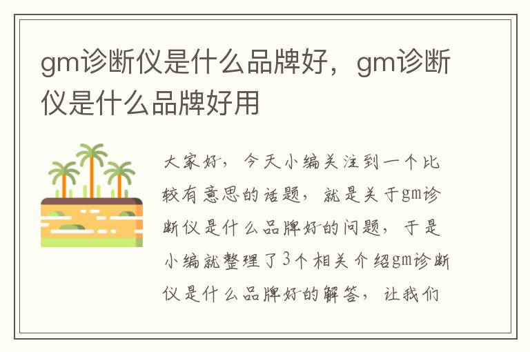 gm诊断仪是什么品牌好，gm诊断仪是什么品牌好用