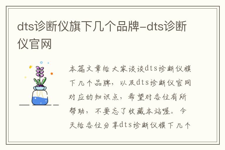 dts诊断仪旗下几个品牌-dts诊断仪官网