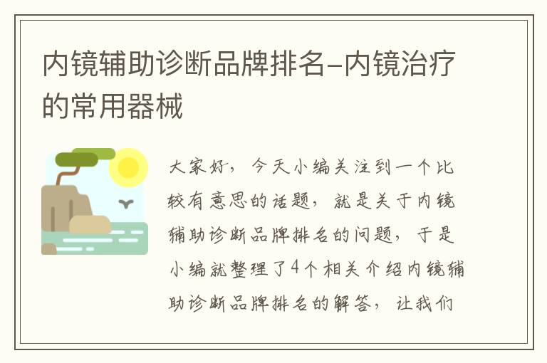 内镜辅助诊断品牌排名-内镜治疗的常用器械