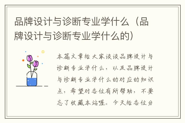 品牌设计与诊断专业学什么（品牌设计与诊断专业学什么的）