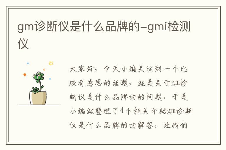 gm诊断仪是什么品牌的-gmi检测仪