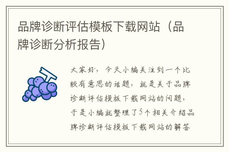 品牌诊断评估模板下载网站（品牌诊断分析报告）