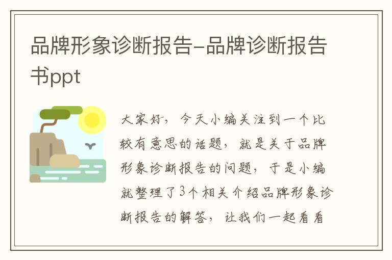 品牌形象诊断报告-品牌诊断报告书ppt